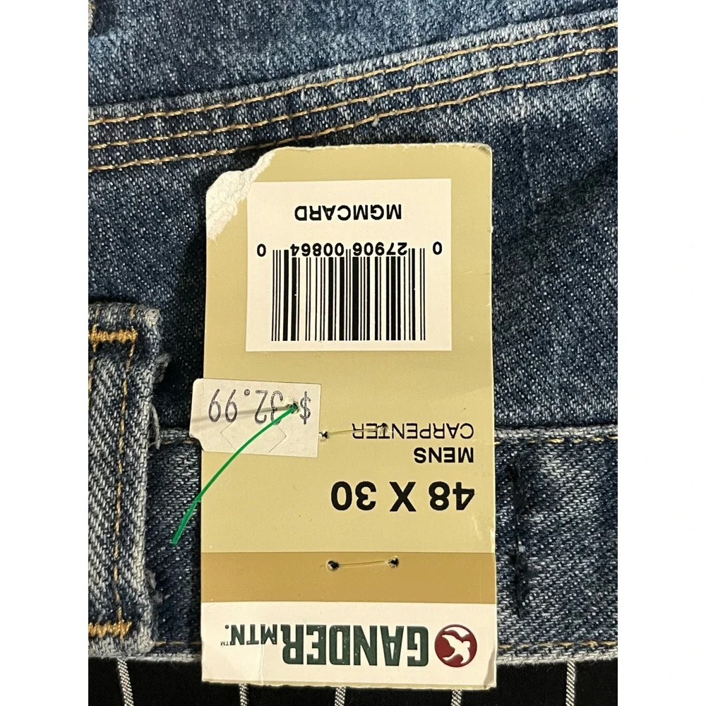 Gander Mountain Carpenter Jeans Mens 48x30 Loose Fit Hammer Loop Blue Denim